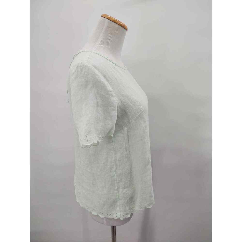 J. Crew linen eyelet detail soft green cross-back top size 2 - Picture 3 of 6